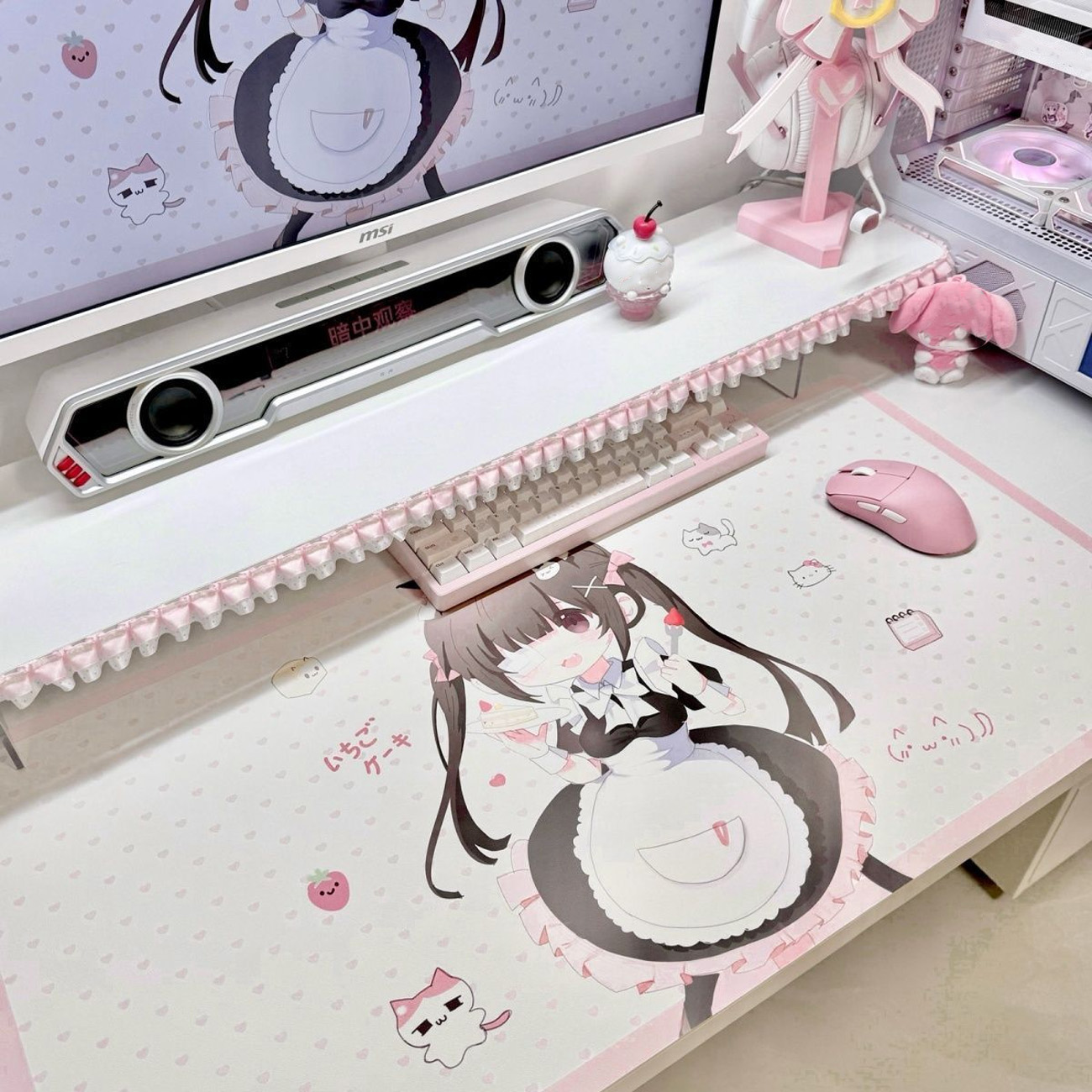 Cute Anime Maid Girl PU Leathe - đánh giá và giá Leather Desk Pad